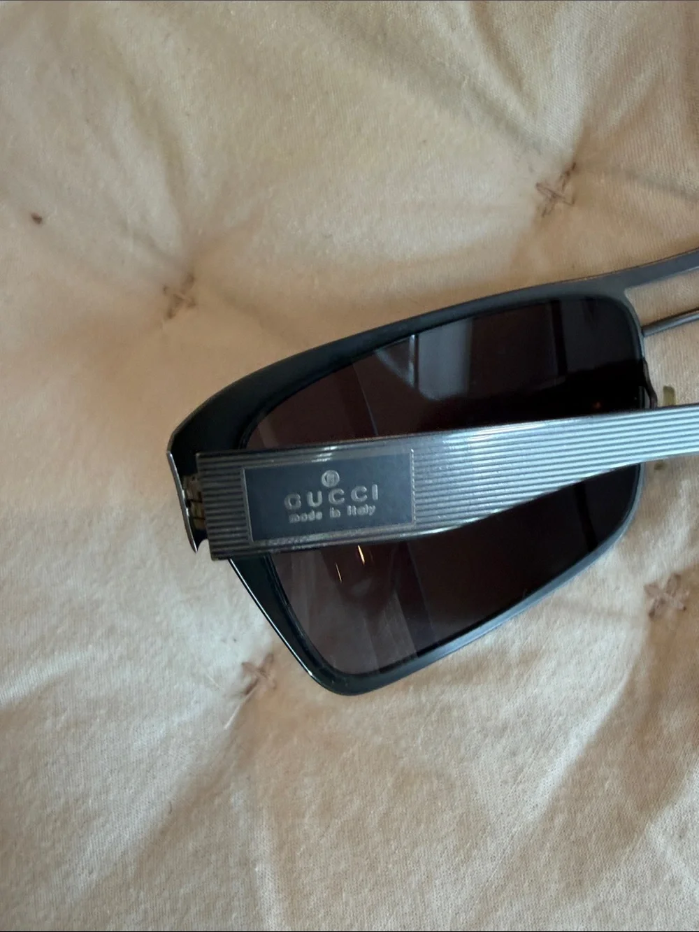 Gucci Black Wraparound Sunglasses with Dark Lenses